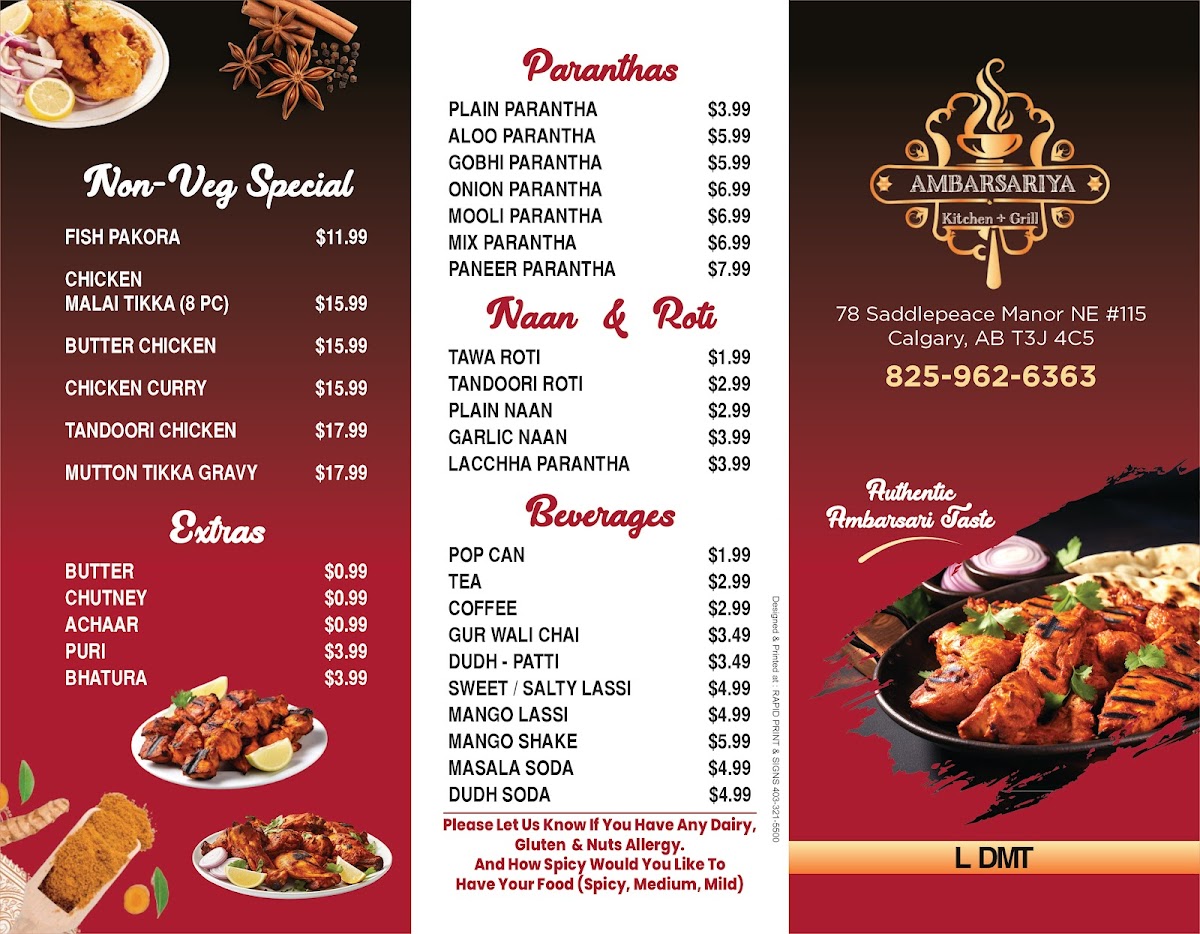 Ambarsariya kitchen + Grill Menu - Image 1